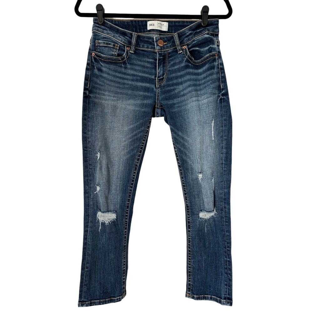 BKE Jeans Womens Size 27‎ Stella Slim Fit Low Rise Medium Wash Distressed